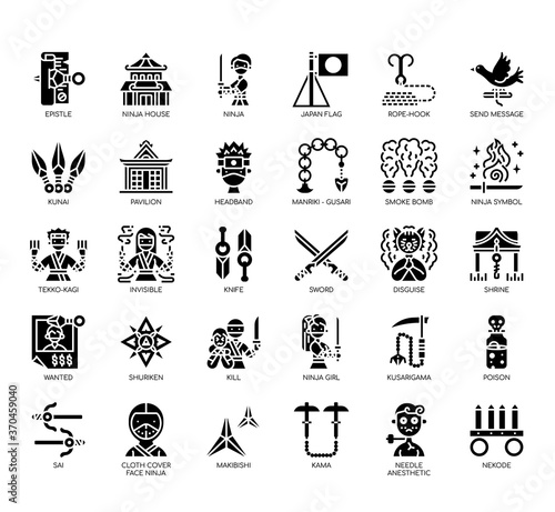 Set of ninja thin line and pixel perfect icons for any web and app project.