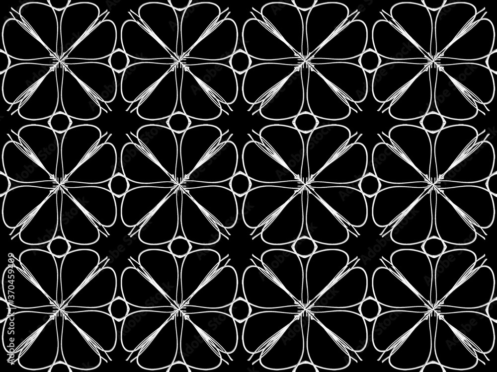 Fototapeta premium Seamless pattern design with floral background elements, beautiful ornaments, black, white, orange, pink, red, green, yellow, blue, gray, purple, brown