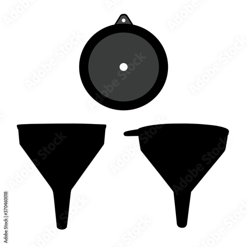 Set of oil funnel isolated on white background. Vector illustration in flat cartoon design.