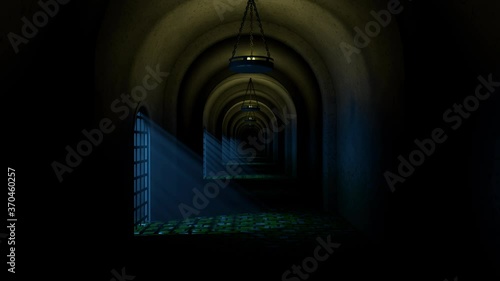 scary underground prison at night. seamless loop