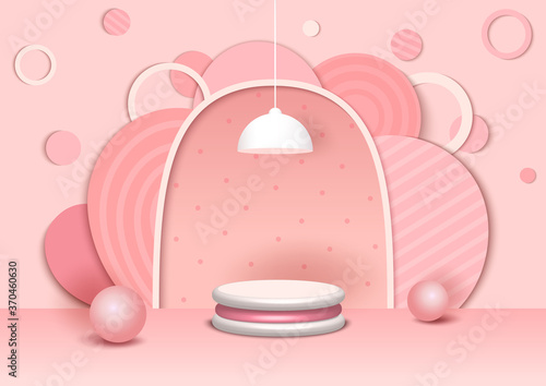 Platform 3d pink background