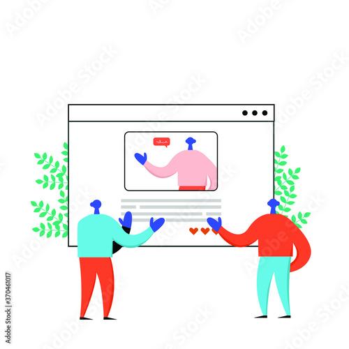 Online conference business vector illustration in modern style