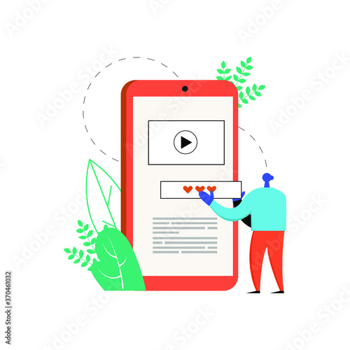 Blogger creating content for social media, Business vector illustration in trendy, modern style 
