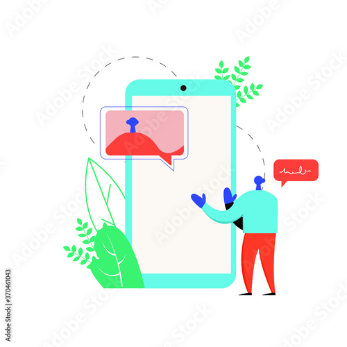 Online conference, Video chat, business vector illustration in modern, trendy style