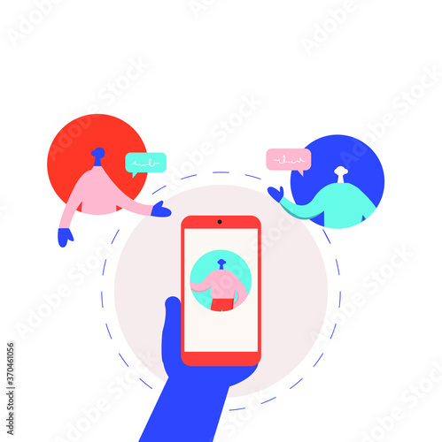 Online conference concept vector illustration, People talking