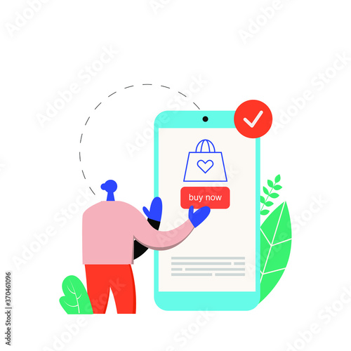 Man shopping online business concept vector illustration 