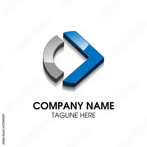 Letter CV simple 3d logo