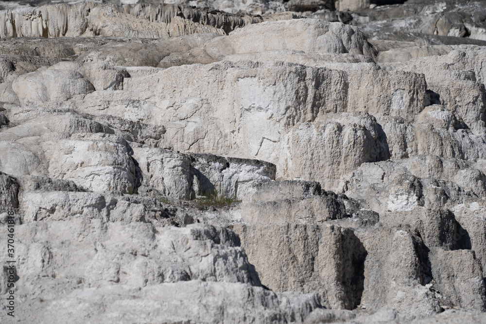 The lower terraces area of Mammoth Hot Springs in Yellowstone National Park. Close up photo
