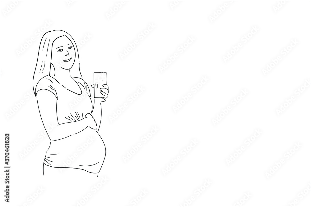 Pregnant woman in pencil sketch fashion. images suitable for use as illustrations or graphic resources