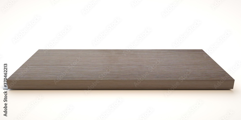 E3d illustration mpty wood table on isolate white background and display montage E3d illustration mpty wood table on isolate white background and display montage