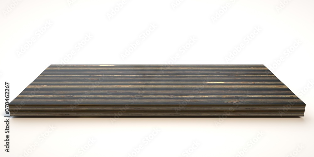E3d illustration mpty wood table on isolate white background and display montage E3d illustration mpty wood table on isolate white background and display montage