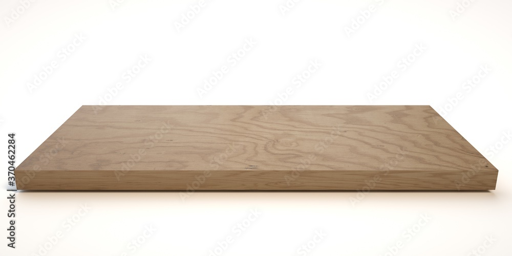 E3d illustration mpty wood table on isolate white background and display montage E3d illustration mpty wood table on isolate white background and display montage
