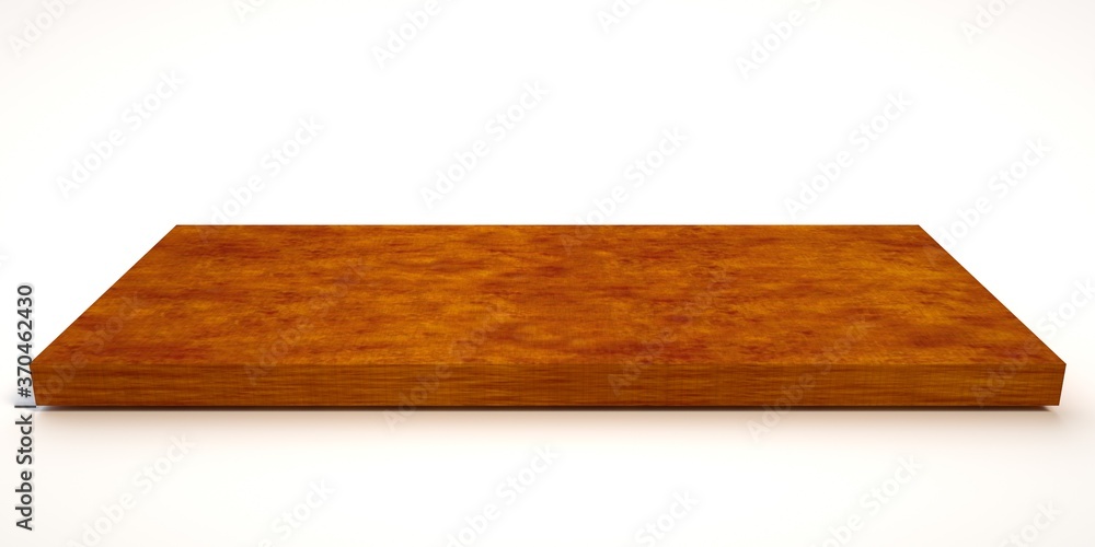 E3d illustration mpty wood table on isolate white background and display montage E3d illustration mpty wood table on isolate white background and display montage
