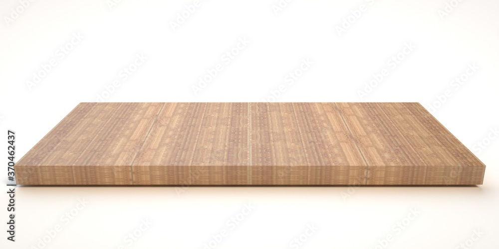 E3d illustration mpty wood table on isolate white background and display montage E3d illustration mpty wood table on isolate white background and display montage