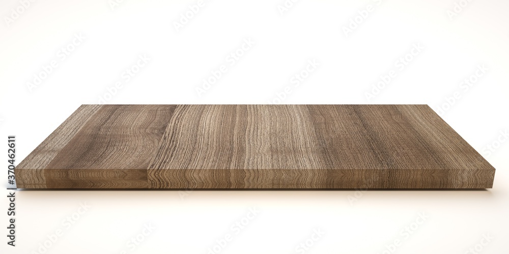E3d illustration mpty wood table on isolate white background and display montage E3d illustration mpty wood table on isolate white background and display montage