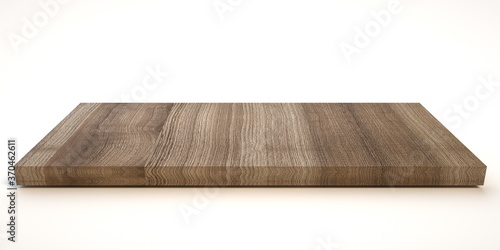 E3d illustration mpty wood table on isolate white background and display montage