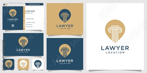 lawyer location logo part 2 and business card design template, lawyer, justice, pin logo, law logo, Premium Vector