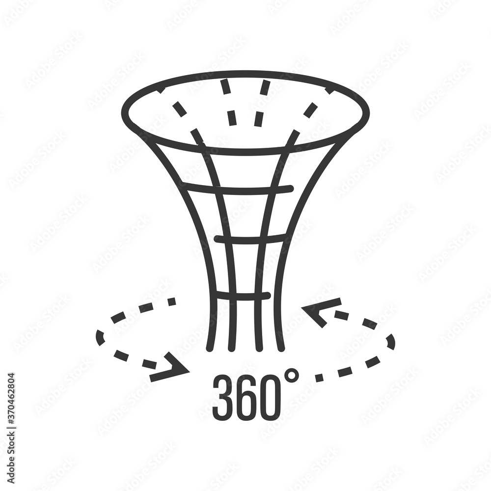 icon of camera 360 degrees, virtual tour line detailed icon of camera 360 degrees, virtual tour line detailed