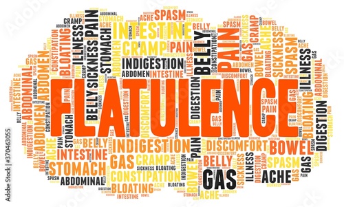 Flatulence word cloud isolated on a white background.