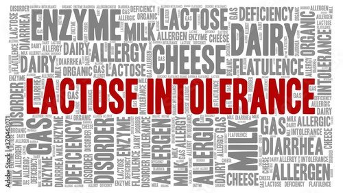 Lactose intolerance word cloud consisted of associated words.