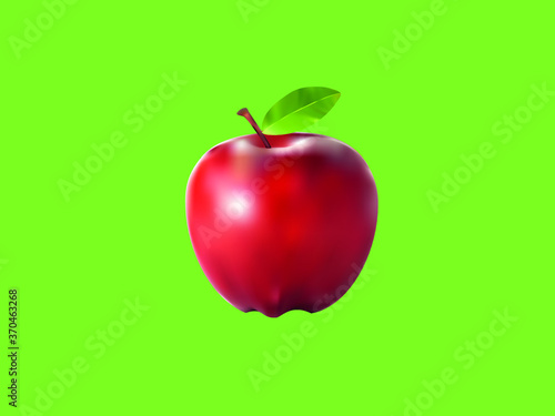 Realistic red apple with leaf vector