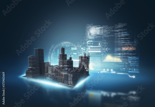 Futuristic city technology data