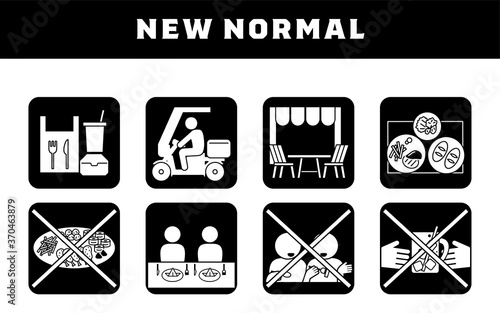 飲食に関する感染対策イラストアイコンセット