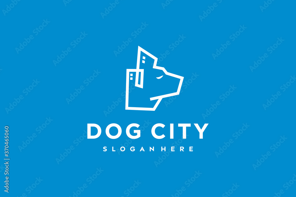 dog city logo design concept line art icon vector dog city logo design concept line art icon vector