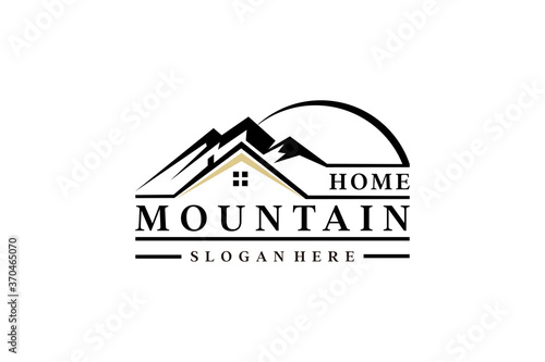 mountain home design logo vintage concept vector