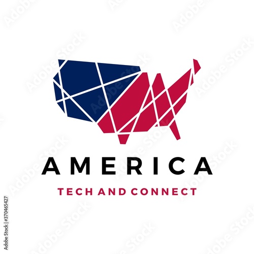 america tech connection logo vector icon illustration