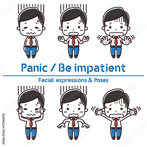 Facial expressions & Poses set / Panic / Be impatient / Businessman