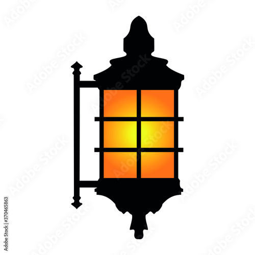 old fashioned wall lamp lantern vector illustration 