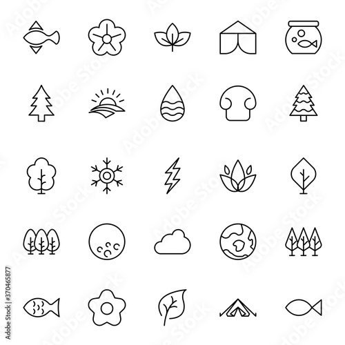 Nature line icon set.