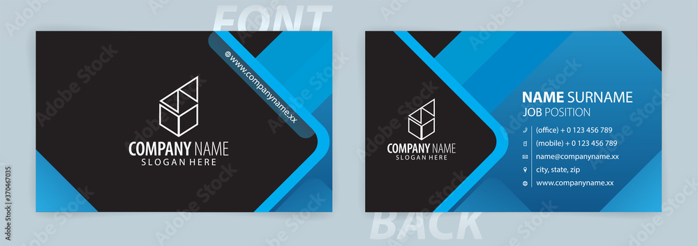Blue and Black business card template (Front and Back) Vector