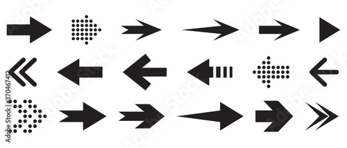 Set of black vector arrows. Arrows vector icon. Arrows vector collection. Vector design elements. Illustration on white background. for business infographic, banner, web and concept design.