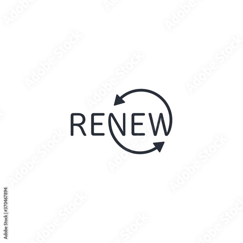 The word lettering is renew. Vector icon isolated on white background.
