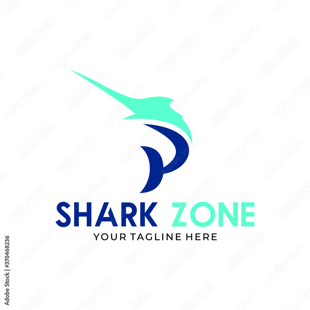 Creative abstract logo sign letter P and shark fin silhouette typography for company Creative abstract logo sign letter P and shark fin silhouette typography for company