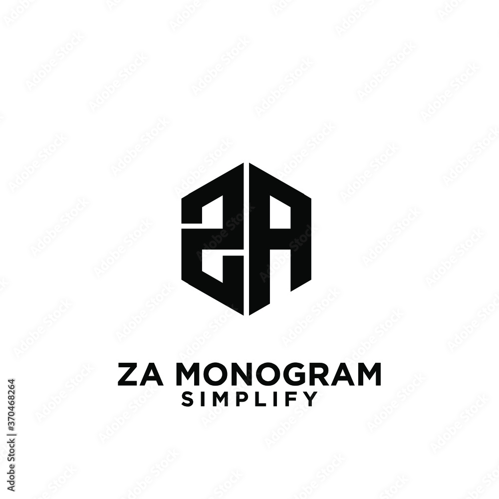 za, 2a initial monogram hexagon letter black logo design with white background za, 2a initial monogram hexagon letter black logo design with white background