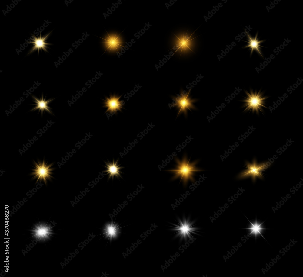 Set of bright beautiful stars on a transparent background vector illustration. Set of bright beautiful stars on a transparent background vector illustration.