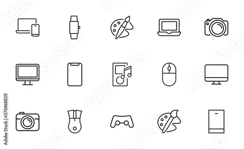 Big set of hobby line icons.