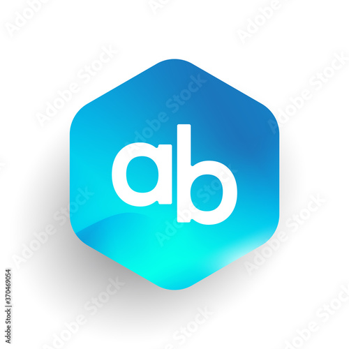 Letter AB logo in hexagon shape and colorful background, letter combination logo design for business and company identity.