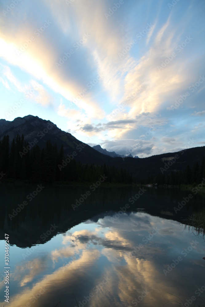 Evening Clouds Over The Bow River, Banff National Park, Alberta