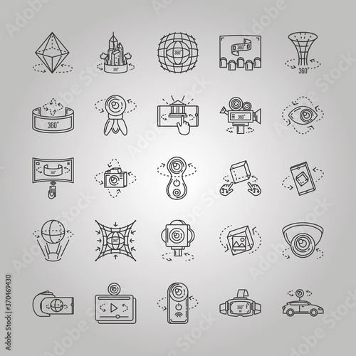 set of icons camera 360 degrees