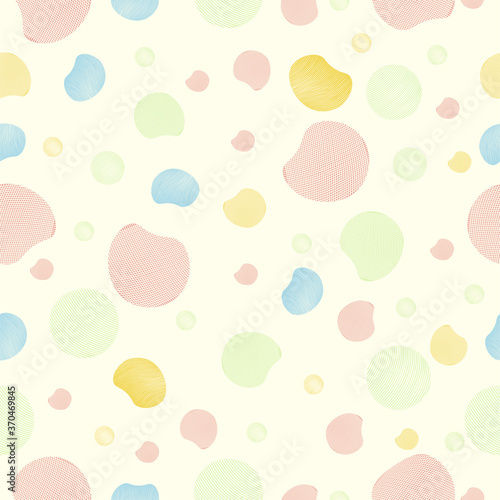 Fabric texture circles and circle wave seamless pattern, full-color retro. Abstract seamless pattern for card, invitation, poster, diary, album, sketchbook cover, textile fabric, garment, etc.