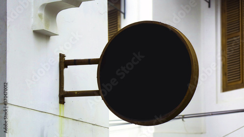  Circle sign mockup at front of door