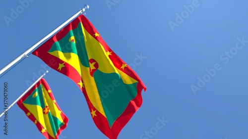 3D rendering of the national flag of Grenada waving in the wind