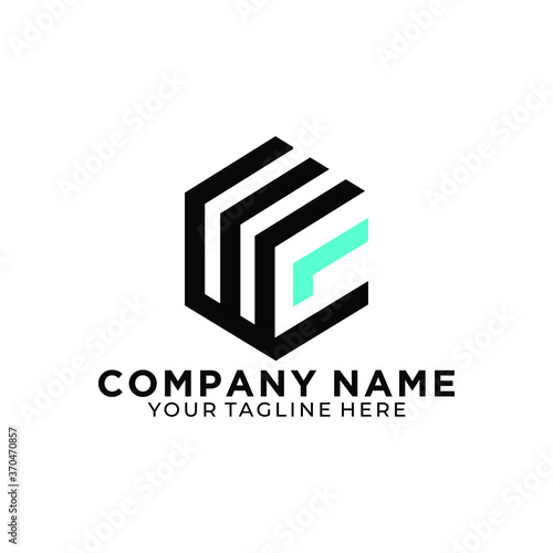 letter WC hexagon line logo Design vector