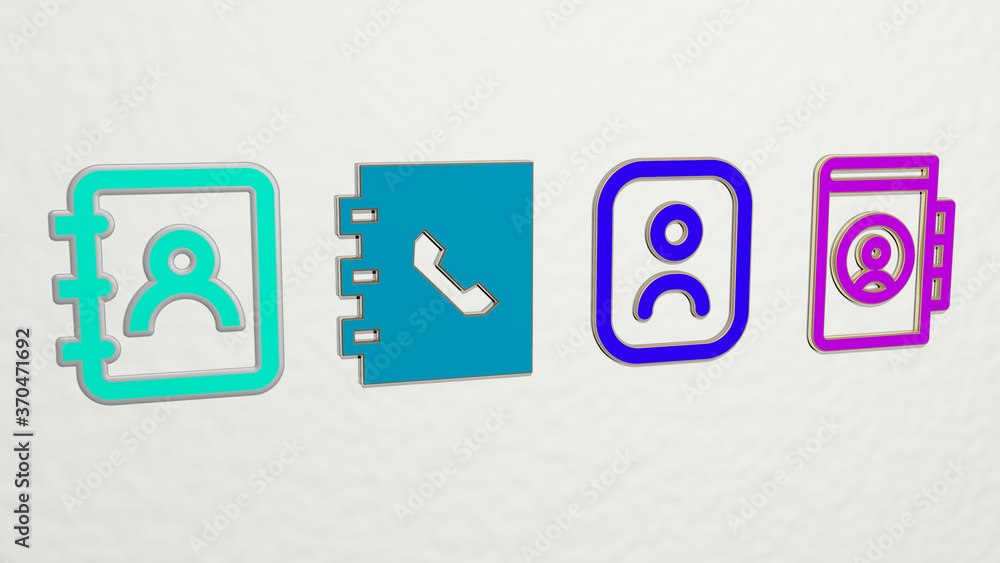 CONTACT BOOK 4 icons set. 3D illustration CONTACT BOOK 4 icons set. 3D illustration