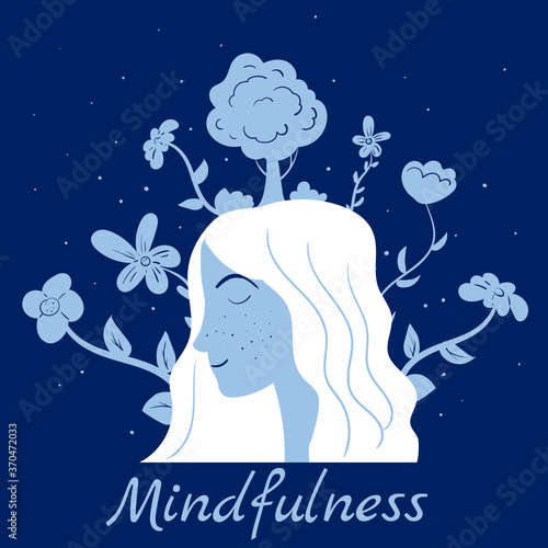 Mindfullness yoga meditation woman sit in the lotus position meditate