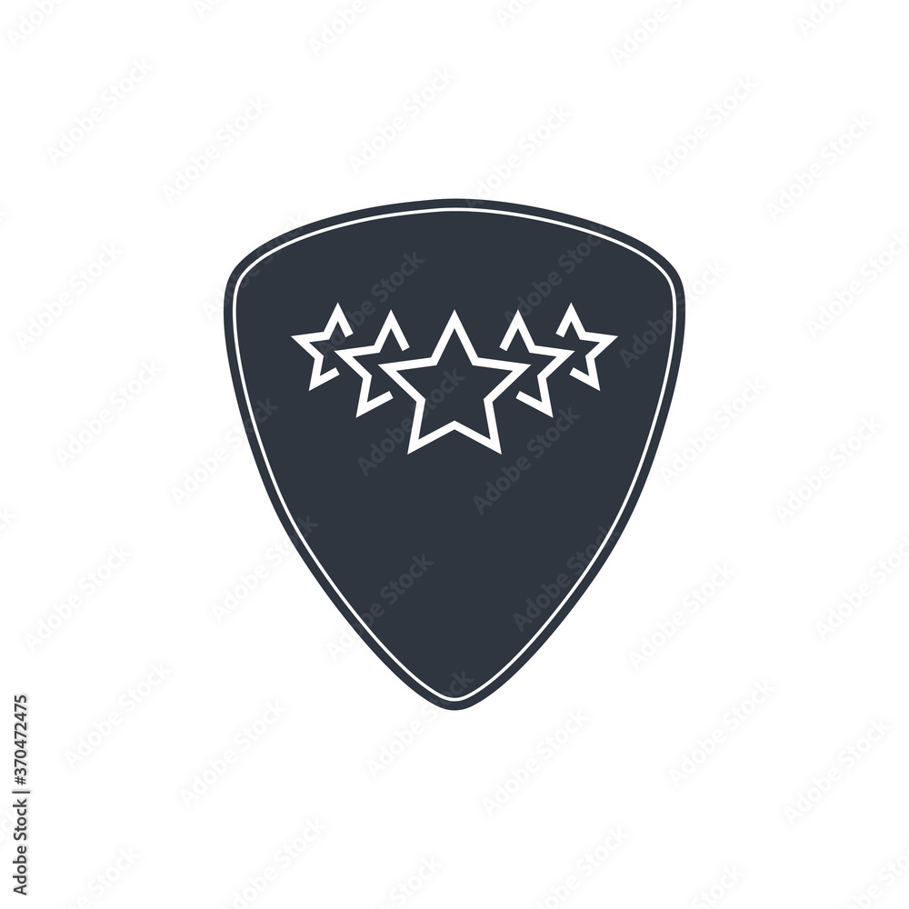 Security shield with three stars, quality rank concept. Stock vector illustration isolated on white background Security shield with three stars, quality rank concept. Stock vector illustration isolated on white background
